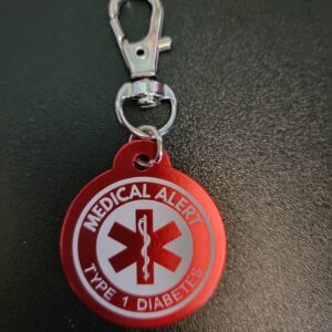 Type 1 diabetes red keychain