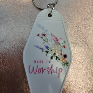 Made to Worship motel keychain